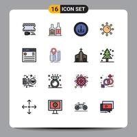 Set of 16 Modern UI Icons Symbols Signs for hamburger shine application sun brightness Editable Creative Vector Design Elements