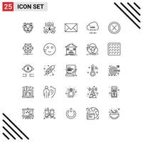 conjunto de 25 iconos de interfaz de usuario modernos signos de símbolos para desarrollar sobres de inversores en la nube contáctenos elementos de diseño de vectores editables