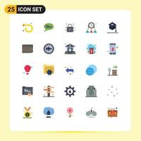 Set of 25 Modern UI Icons Symbols Signs for school education loucked network people Editable Vector Design Elements