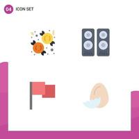 Set of 4 Modern UI Icons Symbols Signs for candy flag sweet movie egg Editable Vector Design Elements