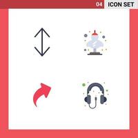 Set of 4 Commercial Flat Icons pack for arrow up ancient classic right Editable Vector Design Elements