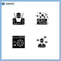 Set of 4 Modern UI Icons Symbols Signs for mobile develop book molecule programming Editable Vector Design Elements