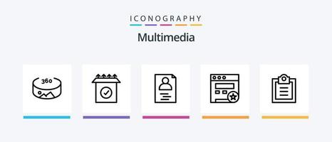 paquete de iconos de línea multimedia 5 que incluye . palanca. sitio web. alerta. diseño de iconos creativos vector