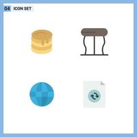 Modern Set of 4 Flat Icons Pictograph of cake internet canada table document Editable Vector Design Elements