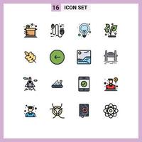 Set of 16 Modern UI Icons Symbols Signs for plant leaf plug grow seo Editable Creative Vector Design Elements