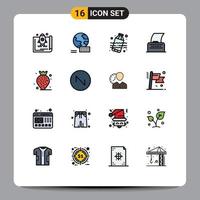 Universal Icon Symbols Group of 16 Modern Flat Color Filled Lines of beach berry pollution typewriter paper Editable Creative Vector Design Elements