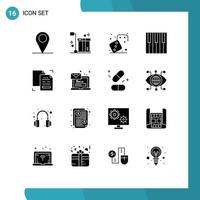 Pictogram Set of 16 Simple Solid Glyphs of content piano competition music audio Editable Vector Design Elements