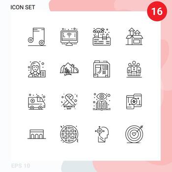 Outline Pack of 16 Universal Symbols of writer copywriter swimming blogger product Editable Vector Design Elements