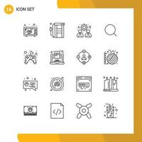 Group of 16 Modern Outlines Set for controller max business tool search Editable Vector Design Elements