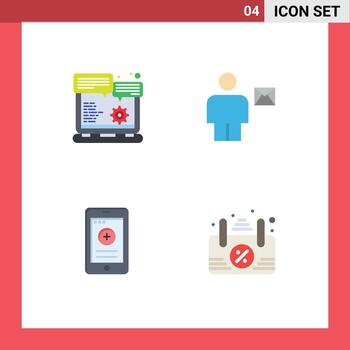 Flat Icon Pack of 4 Universal Symbols of browser medical option envelope phone Editable Vector Design Elements