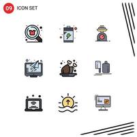 Universal Icon Symbols Group of 9 Modern Filledline Flat Colors of leg screen machine reader message Editable Vector Design Elements