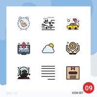 9 Universal Filledline Flat Colors Set for Web and Mobile Applications sky startup crush launch romance Editable Vector Design Elements