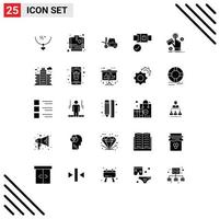 Group of 25 Solid Glyphs Signs and Symbols for pay ppc lifter safety belt Editable Vector Design Elements