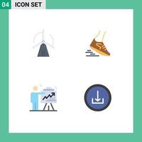 4 Universal Flat Icons Set for Web and Mobile Applications turbine arrow power run chart Editable Vector Design Elements