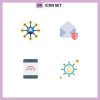 Universal Icon Symbols Group of 4 Modern Flat Icons of user touch chain open optimization Editable Vector Design Elements