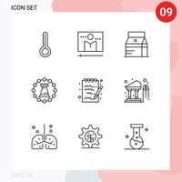 Universal Icon Symbols Group of 9 Modern Outlines of strategy tower bottle fort milk Editable Vector Design Elements