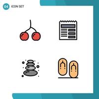 Set of 4 Commercial Filledline Flat Colors pack for berry stone document ui flops Editable Vector Design Elements