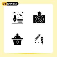 4 conjunto de glifos sólidos universales para aplicaciones web y móviles banco discurso terremoto clima china elementos de diseño vectorial editables vector