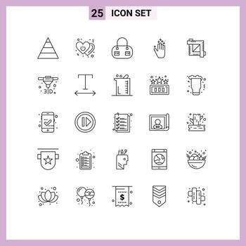 Set of 25 Modern UI Icons Symbols Signs for graphic editor crop tool bag crop arrow Editable Vector Design Elements