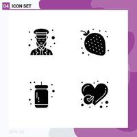 Stock Vector Icon Pack of 4 Line Signs and Symbols for female ketchup police strawberry sauce Editable Vector Design Elements