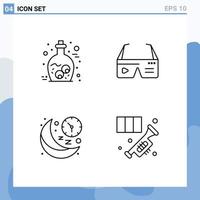 4 User Interface Line Pack of modern Signs and Symbols of eye clock zombie digital moon Editable Vector Design Elements