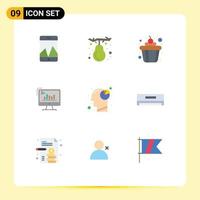 Universal Icon Symbols Group of 9 Modern Flat Colors of analysis marketing cup diagram business Editable Vector Design Elements