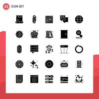 25 iconos creativos signos y símbolos modernos de gráficos de la tierra del globo que envían comentarios elementos de diseño vectorial editables vector