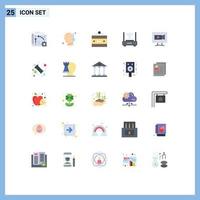 Modern Set of 25 Flat Colors and symbols such as internet wifi temperature router entertainment Editable Vector Design Elements