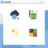 4 Thematic Vector Flat Icons and Editable Symbols of cloud print storage cup back Editable Vector Design Elements