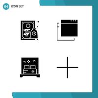 4 Universal Solid Glyph Signs Symbols of certificate sleep money bed new Editable Vector Design Elements
