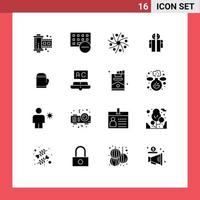 16 User Interface Solid Glyph Pack of modern Signs and Symbols of human broken keyboard man broken space Editable Vector Design Elements