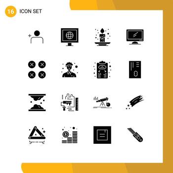16 Universal Solid Glyph Signs Symbols of layout abstract event pc device Editable Vector Design Elements