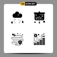 4 Solid Glyph concept for Websites Mobile and Apps cloud heart rain banking pin Editable Vector Design Elements