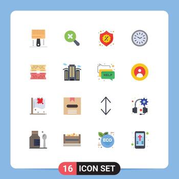 conjunto de 16 colores planos vectoriales en cuadrícula para tarjetas tiempo seguridad reloj iftar paquete editable de elementos creativos de diseño vectorial vector