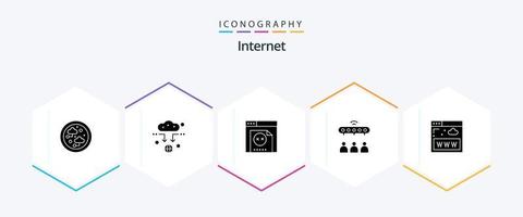 Internet 25 Glyph icon pack including website. communications. error. team. network vector