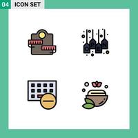 Stock Vector Icon Pack of 4 Line Signs and Symbols for weight computers sport shop gadget Editable Vector Design Elements