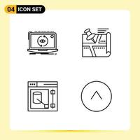 Pictogram Set of 4 Simple Filledline Flat Colors of app map software route designer Editable Vector Design Elements