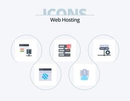 diseño de iconos de paquete de iconos planos de alojamiento web 5. red. seguridad. base de datos. seguro. datos vector