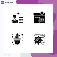 Group of 4 Solid Glyphs Signs and Symbols for find job interior personal house design Editable Vector Design Elements