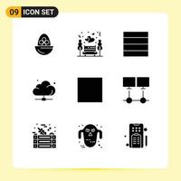 Pictogram Set of 9 Simple Solid Glyphs of media technology park server data Editable Vector Design Elements