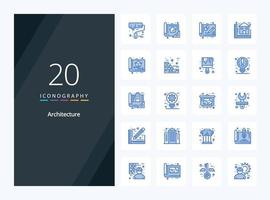 20 icono de color azul arquitectura para presentación vector