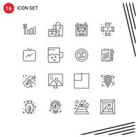 Set of 16 Modern UI Icons Symbols Signs for refresh twitter page system plumber Editable Vector Design Elements