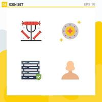 Pack of 4 Modern Flat Icons Signs and Symbols for Web Print Media such as breakfast star food galaxy data Editable Vector Design Elements