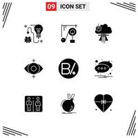 9 User Interface Solid Glyph Pack of modern Signs and Symbols of balboa focus science machine eye special Editable Vector Design Elements