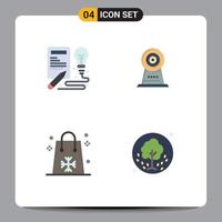 Set of 4 Modern UI Icons Symbols Signs for book easter process security holidays Editable Vector Design Elements