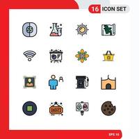Flat Color Filled Line Pack of 16 Universal Symbols of wifi bangla science world bangladesh Editable Creative Vector Design Elements