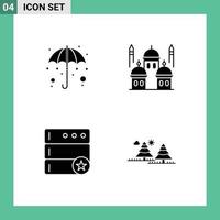 Stock Vector Icon Pack of Line Signs and Symbols for colorful database umbrella islam server Editable Vector Design Elements