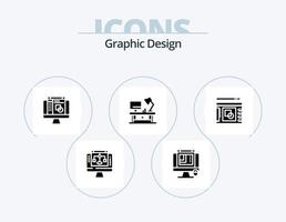 Graphic Design Glyph Icon Pack 5 Icon Design. office table . table lamp . web graphics . graphic editor vector