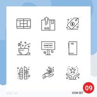 Universal Icon Symbols Group of 9 Modern Outlines of sign tropical management summer drink Editable Vector Design Elements