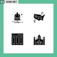 Group of Solid Glyphs Signs and Symbols for bell columns alarm united content Editable Vector Design Elements